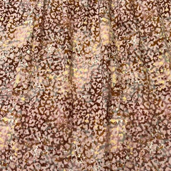 HINGE Ruffle Mock Neck Blouse | M | Pink Multi Leopard Print | Romantic Boho - Picture 11 of 14